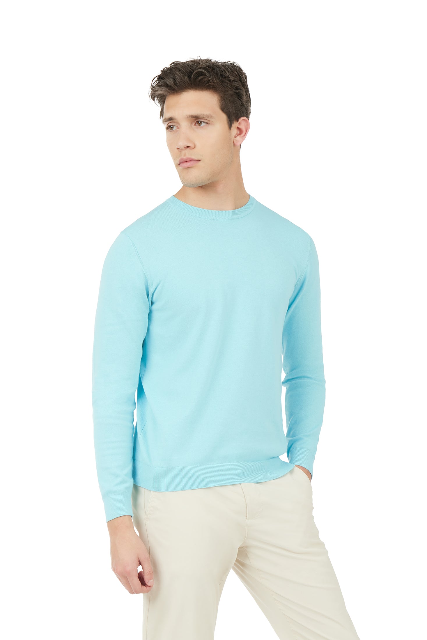 Pullover in cotone basic|Colore:Azzurro