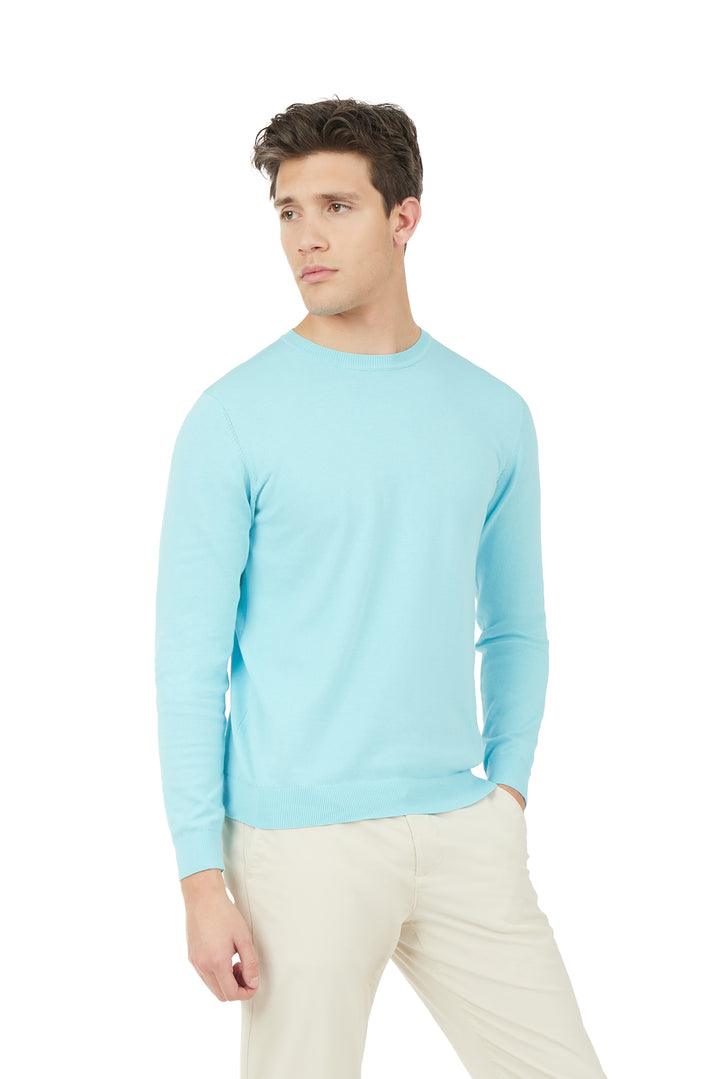 Pullover in cotone basic|Colore:Azzurro