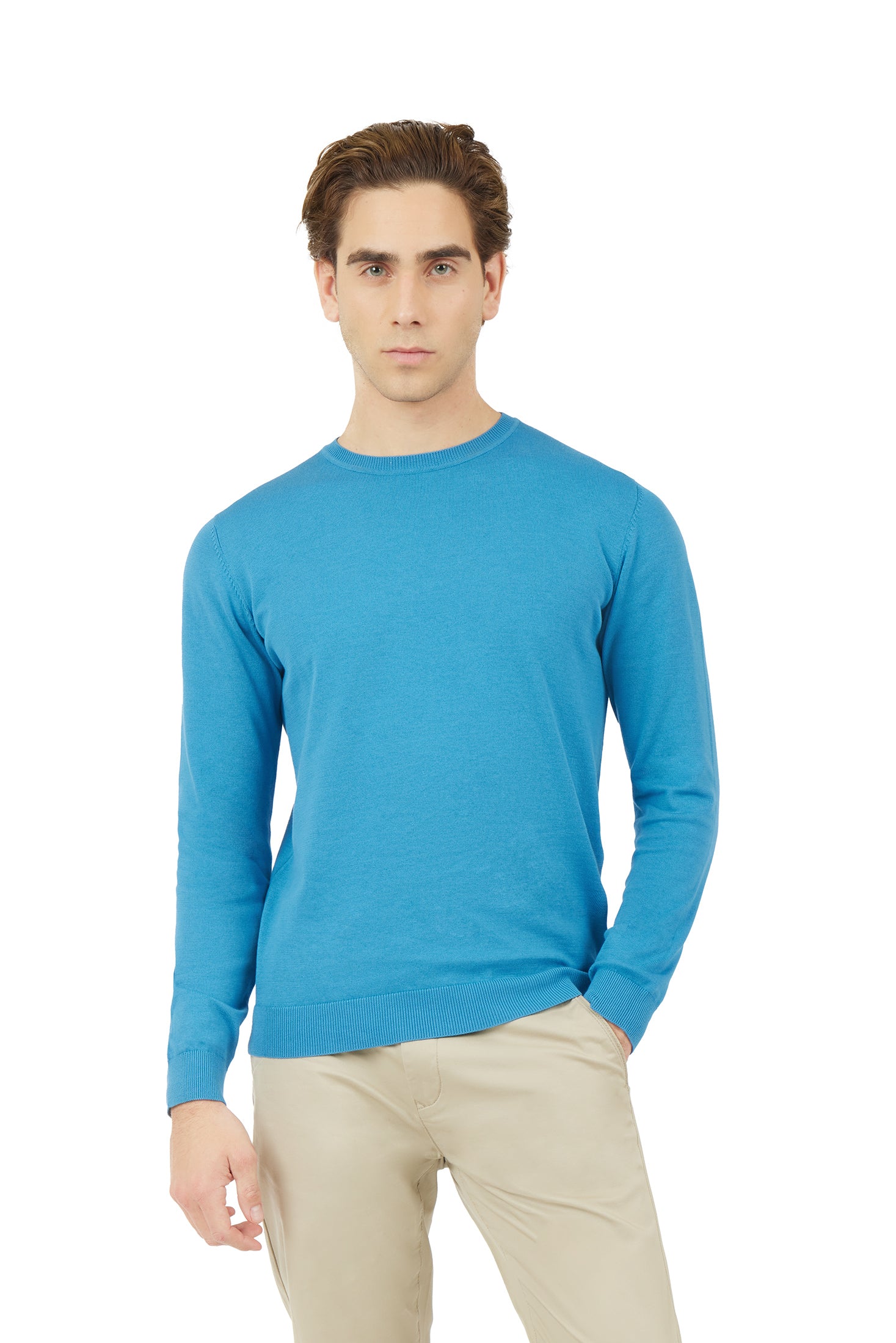 Pullover in cotone basic|Colore:Oceano