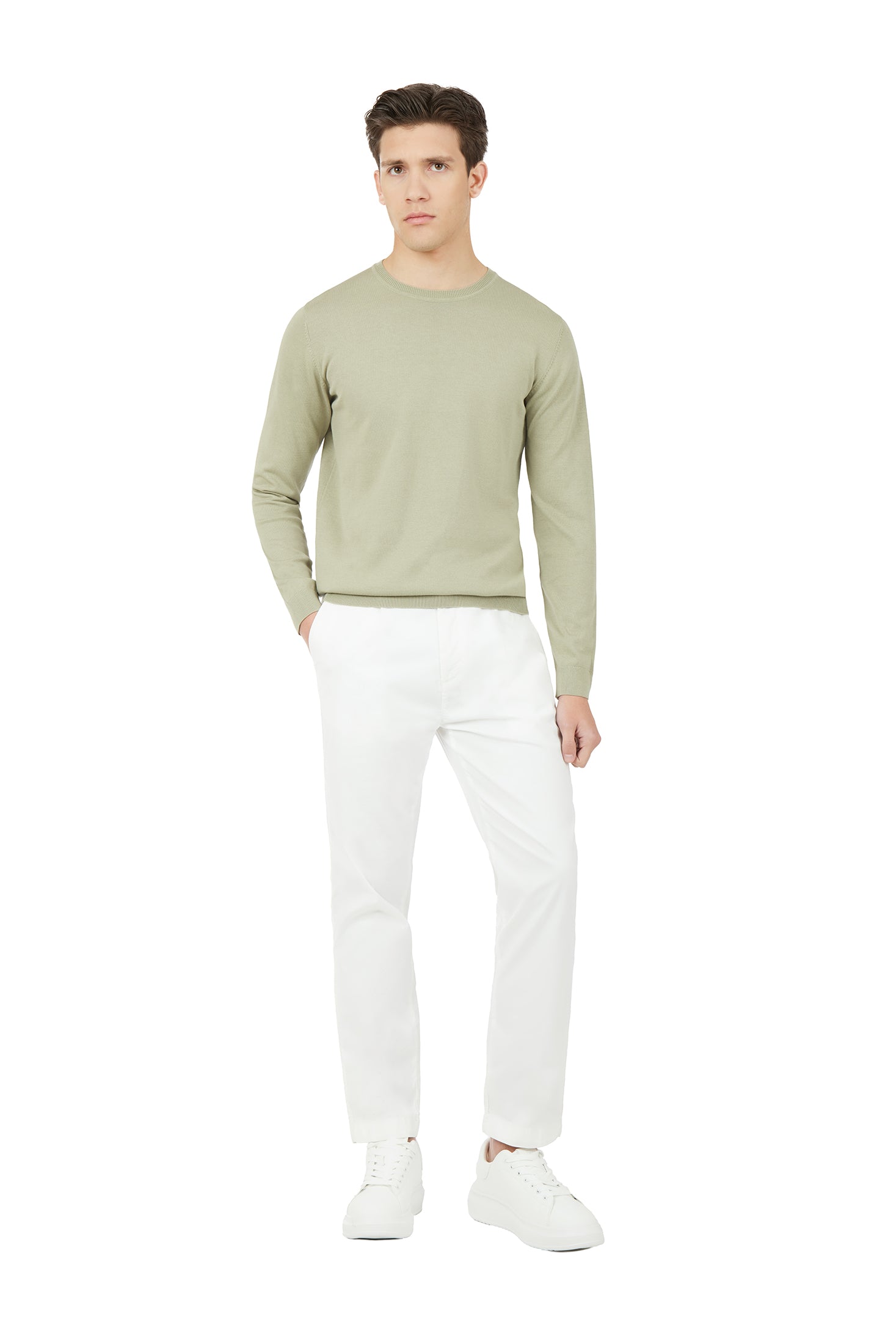 Pullover in cotone basic|Colore:Salvia