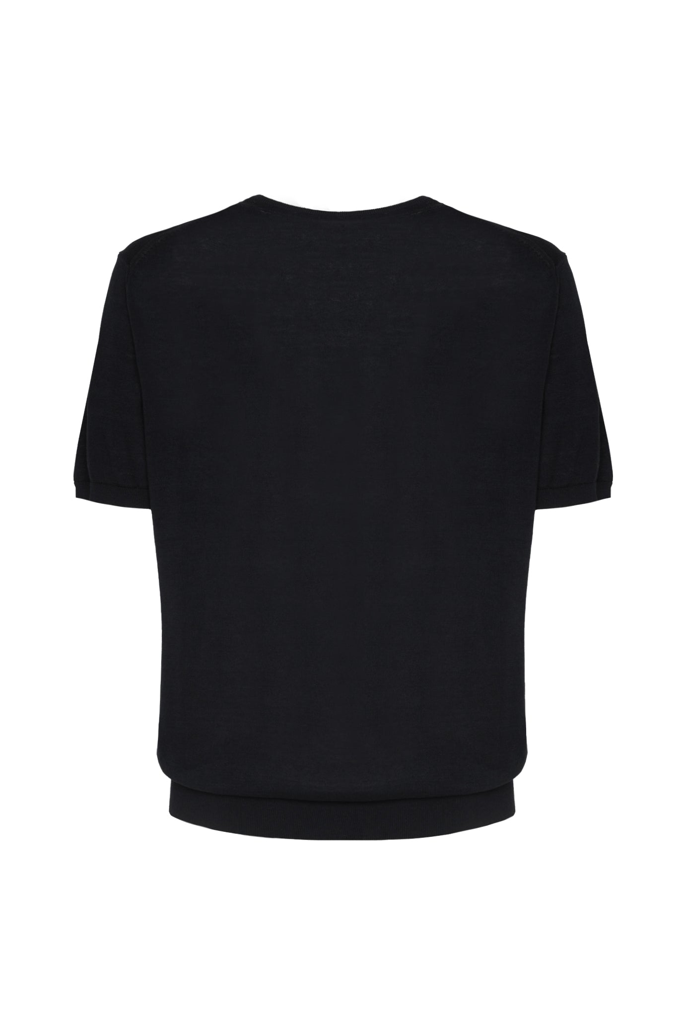 T-shirt in maglia misto seta|Colore:Nero