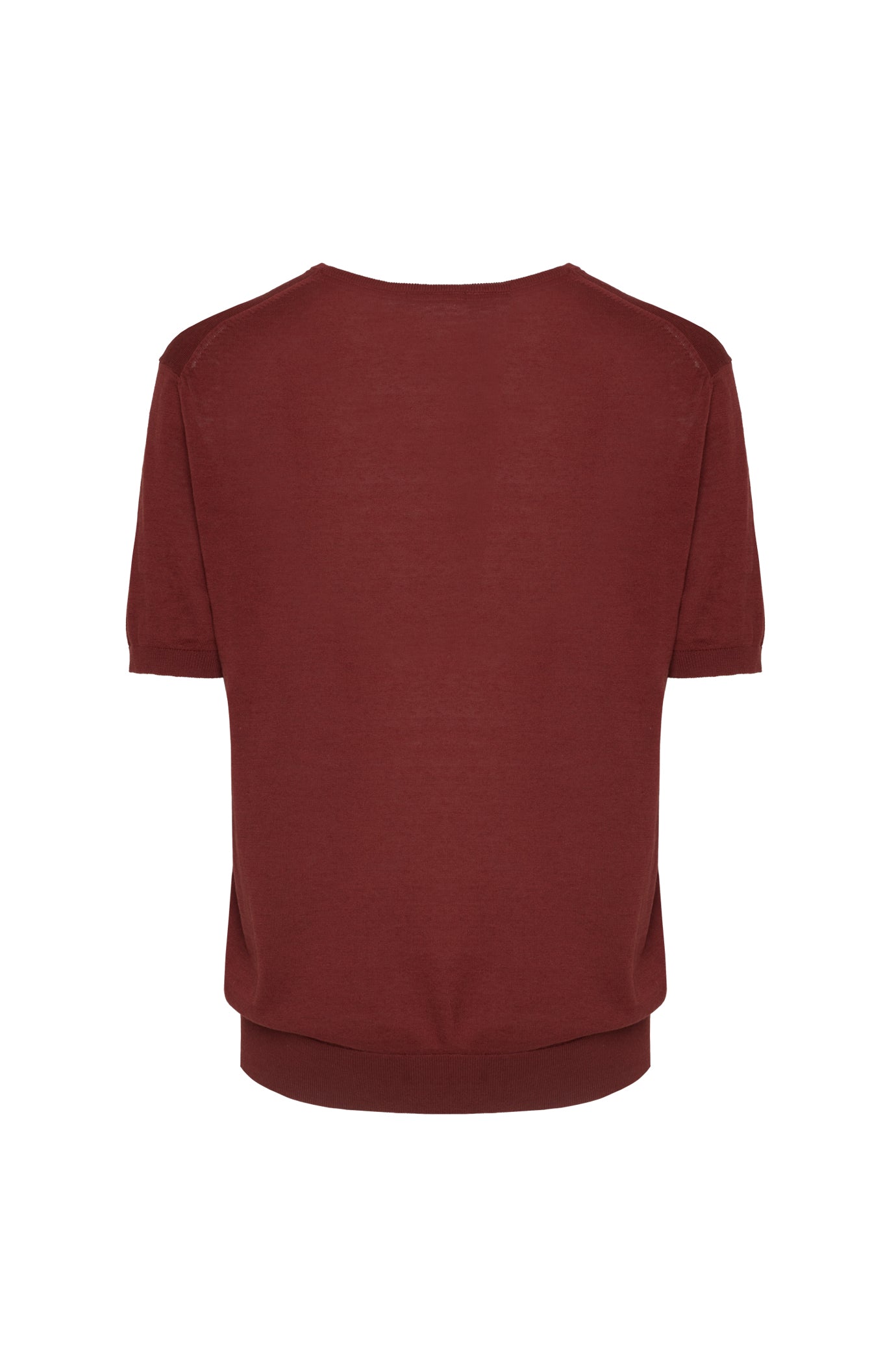 T-shirt in maglia misto seta|Colore:Terracotta