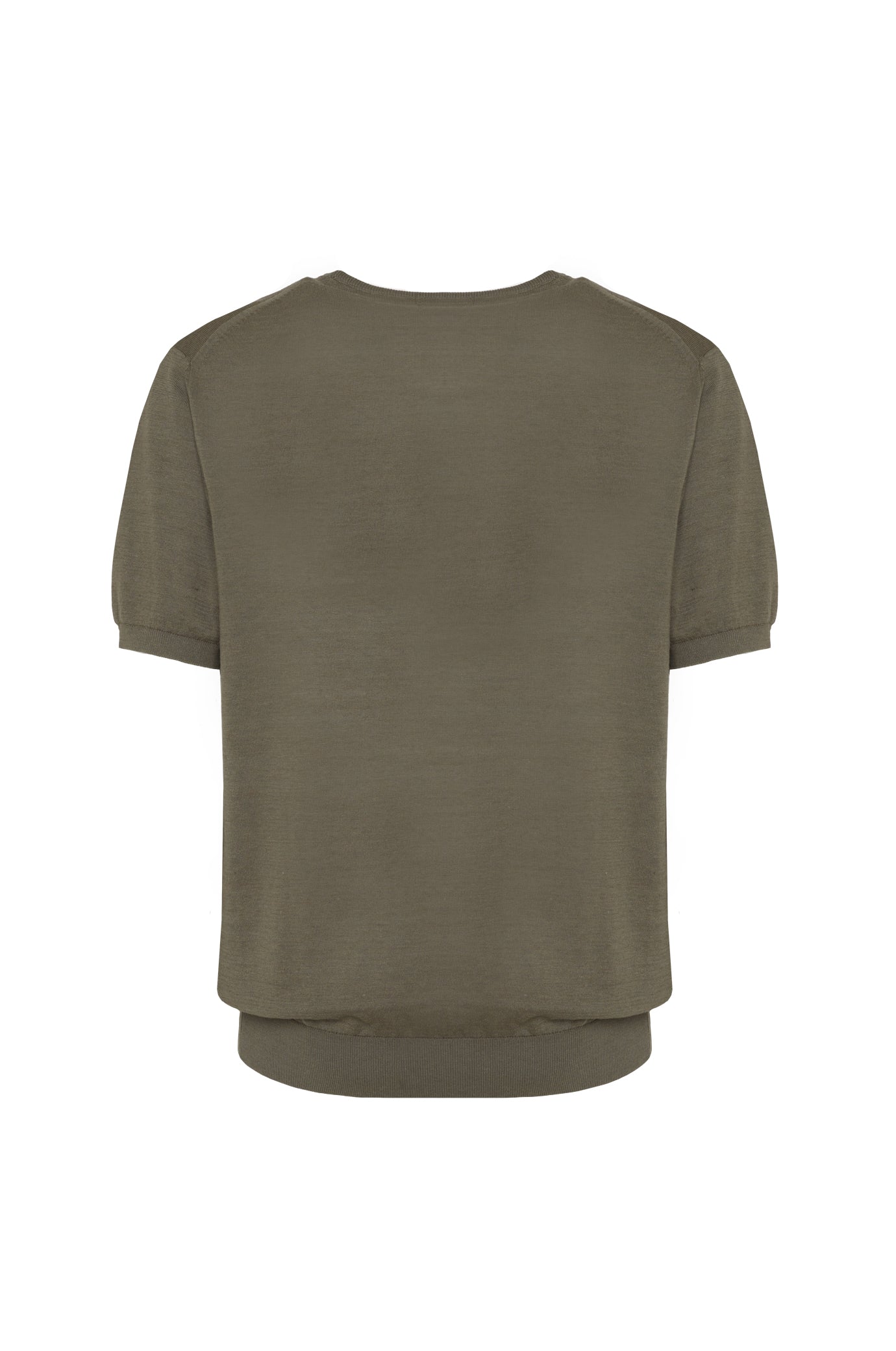 T-shirt in maglia misto seta|Colore:Verde militare
