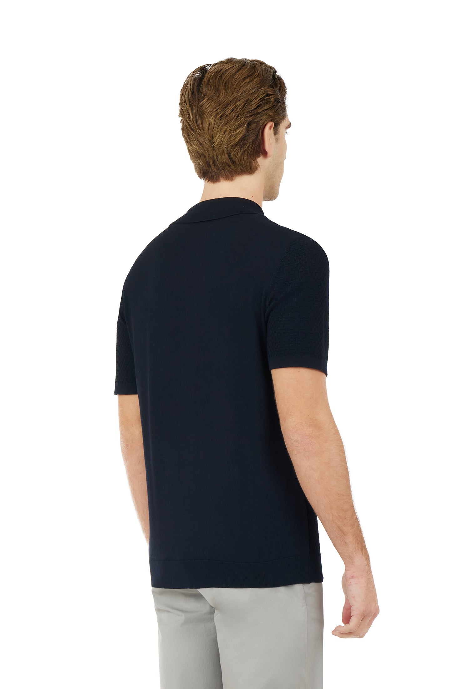 Polo in maglia con trama|Colore:Blu/navy