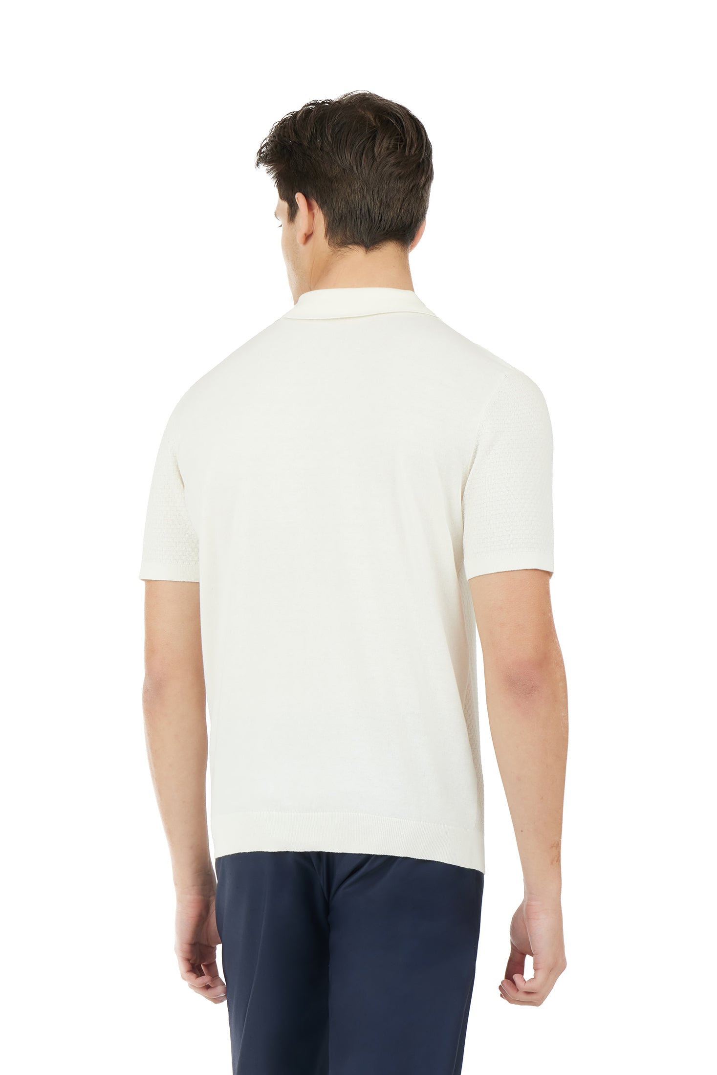 Polo in maglia con trama|Colore:Off white