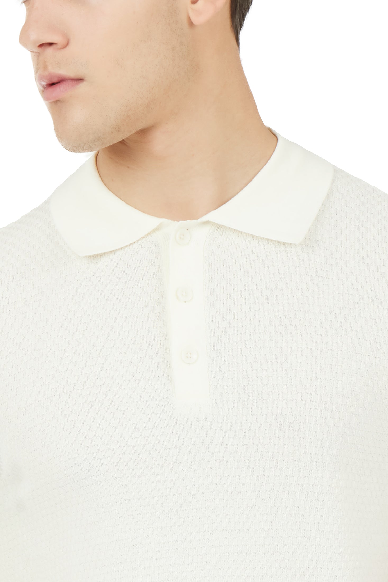 Polo in maglia con trama|Colore:Off white