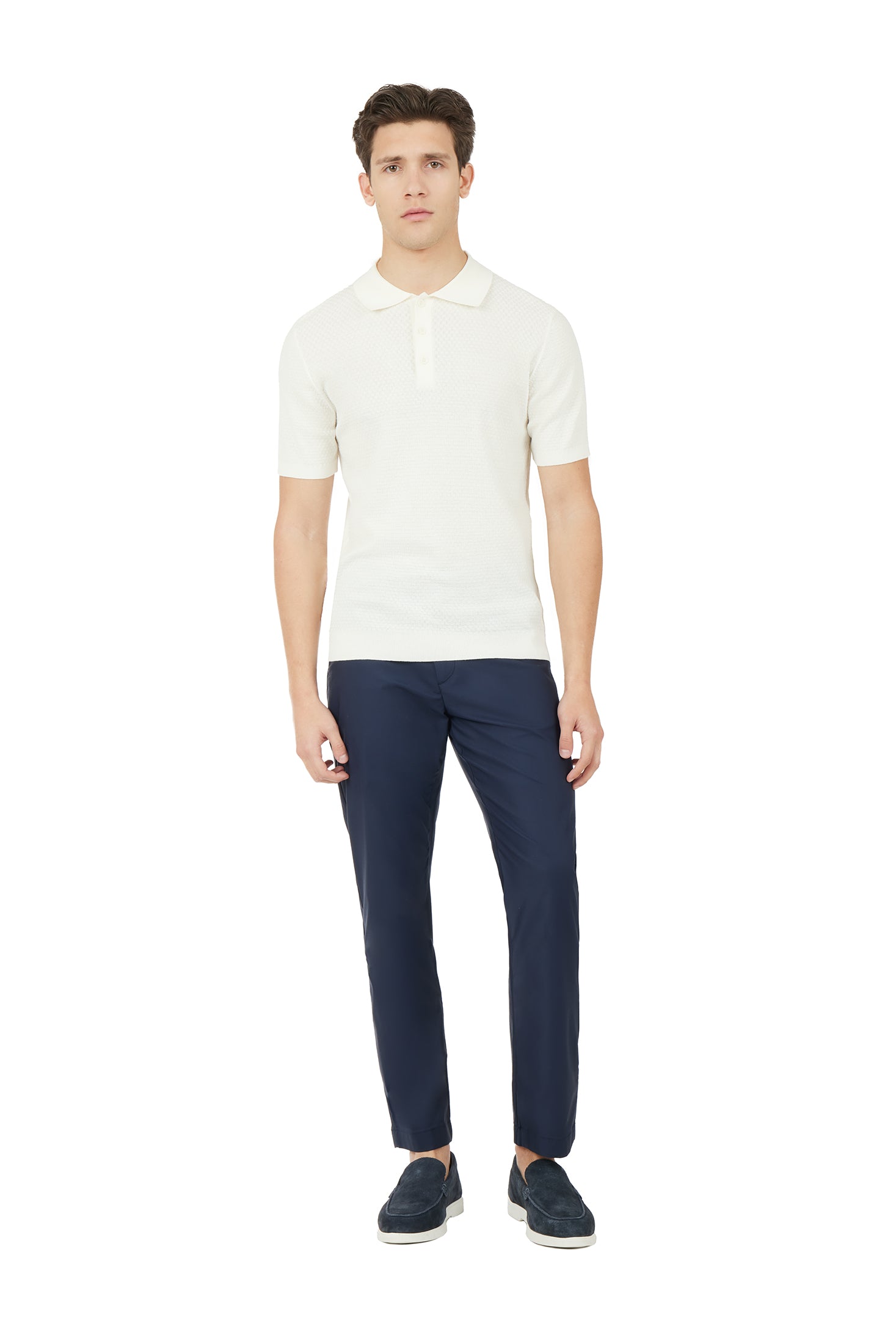 Polo in maglia con trama|Colore:Off white