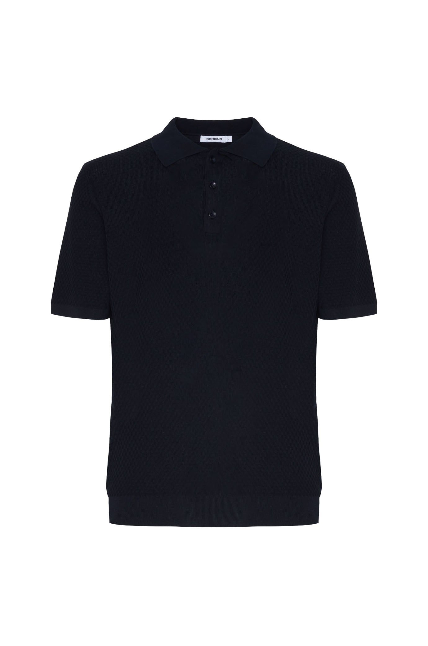 Polo in maglia con trama|Colore:Blu/navy