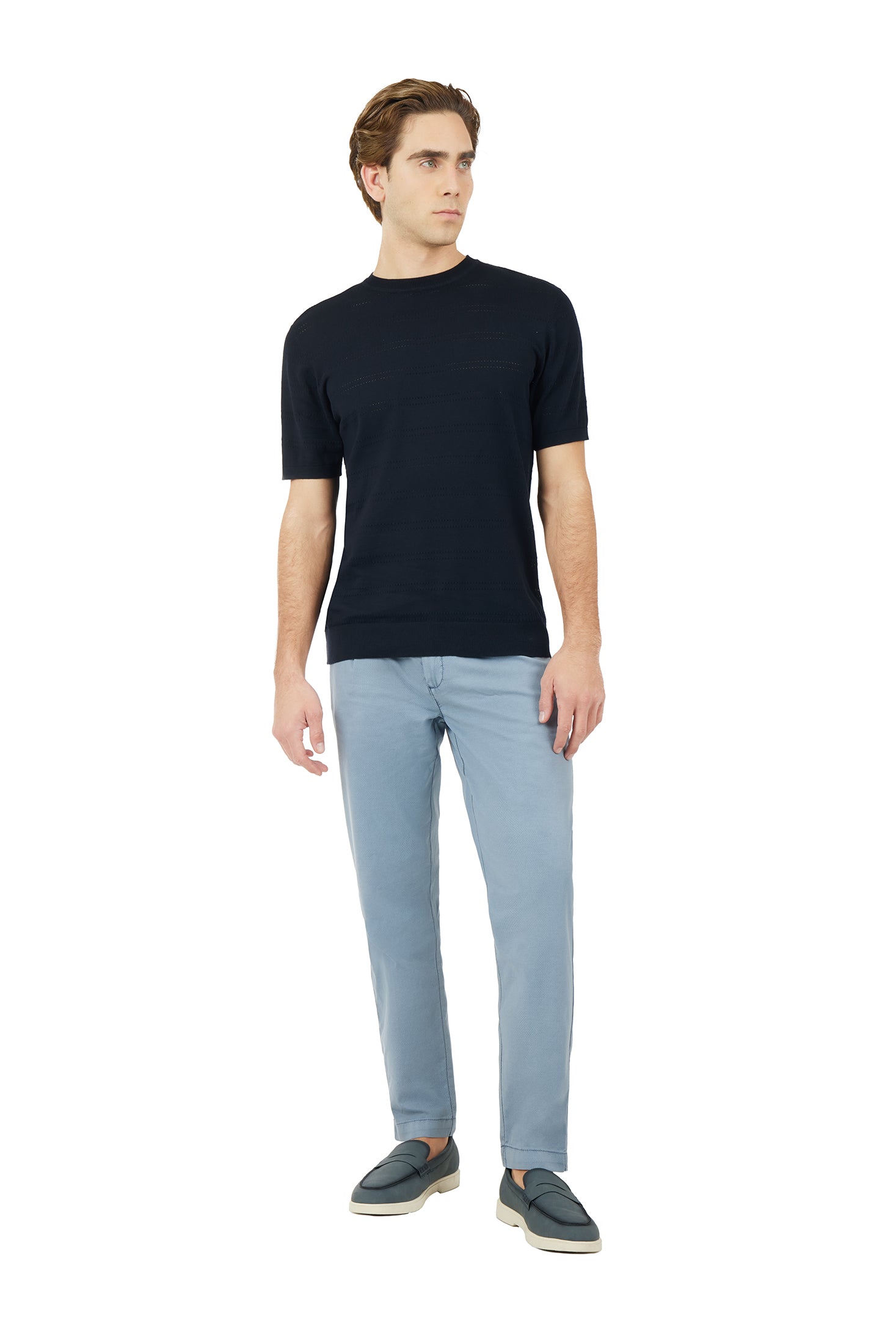 T-shirt in maglia con trama|Colore:Blu/navy