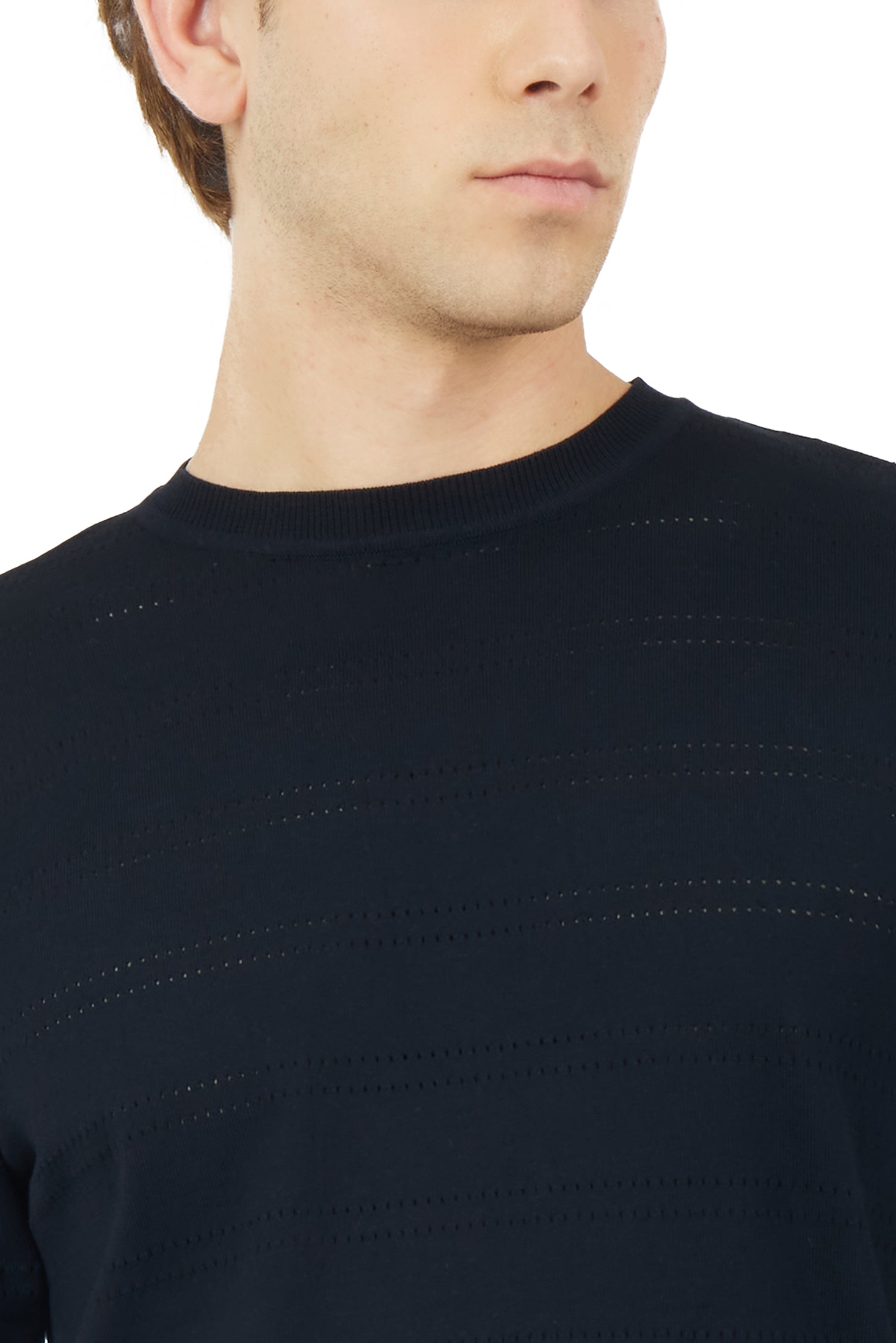 T-shirt in maglia con trama|Colore:Blu/navy