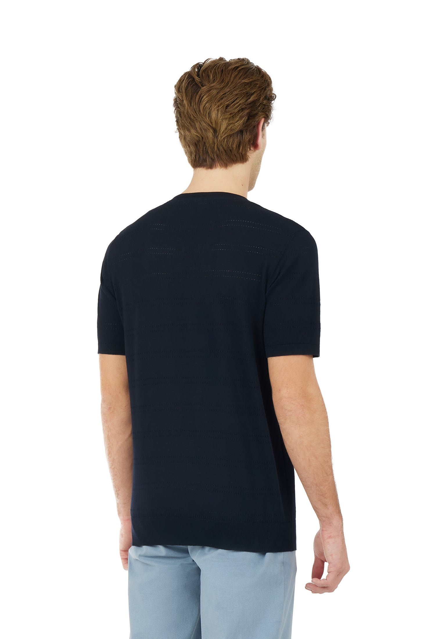 T-shirt in maglia con trama|Colore:Blu/navy