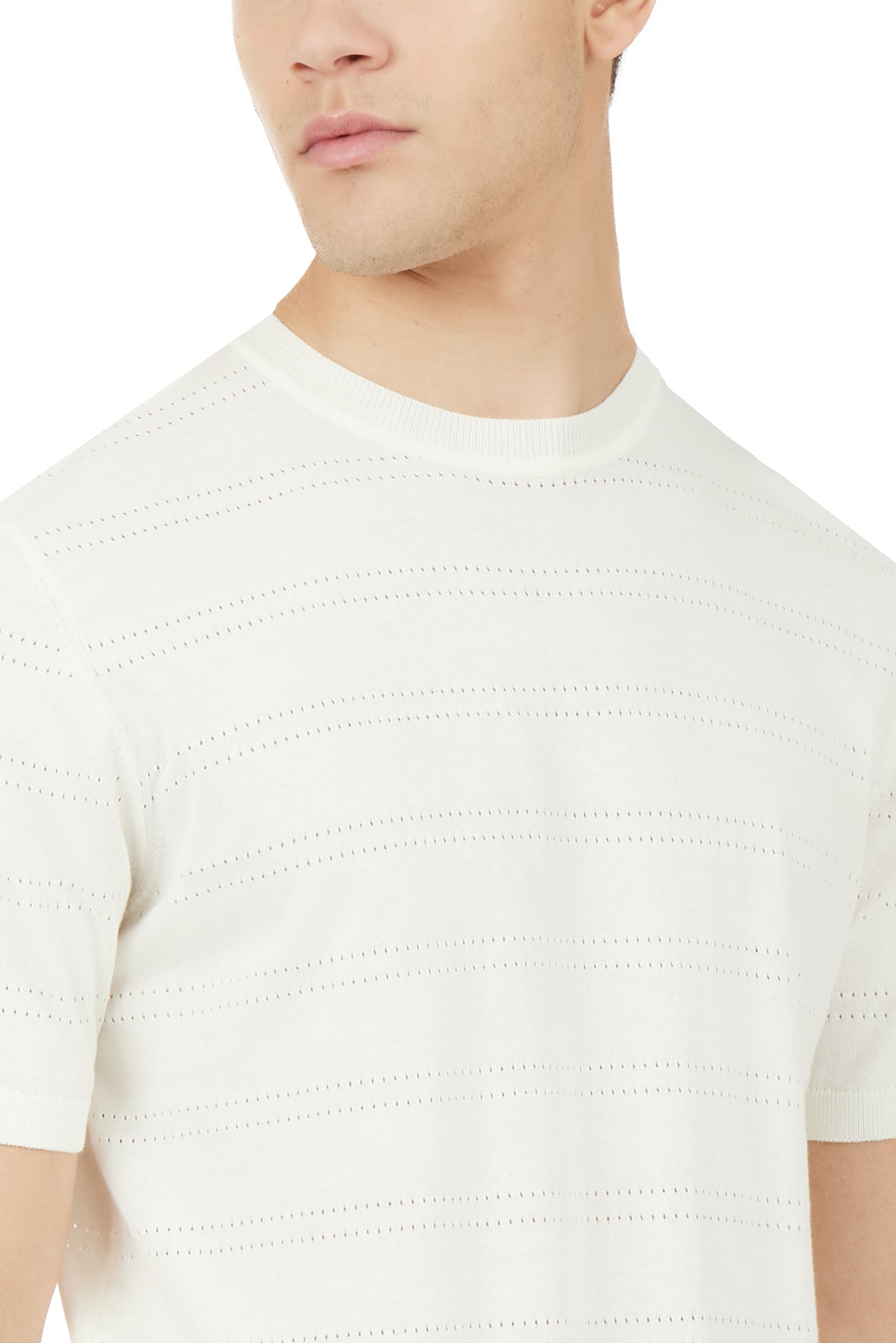 T-shirt in maglia con trama|Colore:Off white