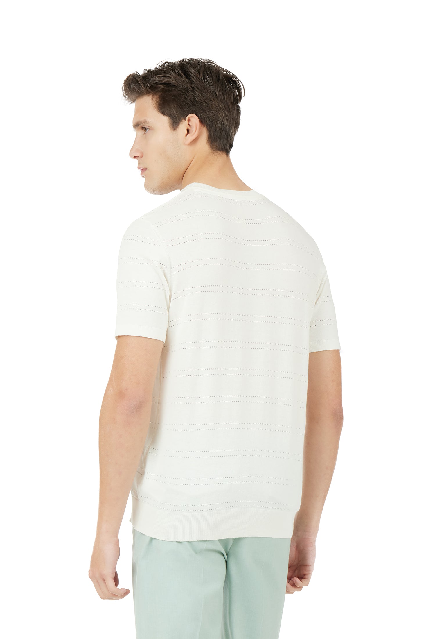 T-shirt in maglia con trama|Colore:Off white