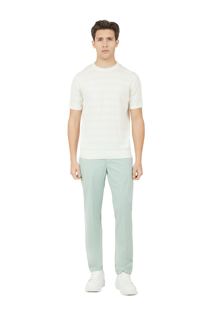 T-shirt in maglia con trama|Colore:Off white