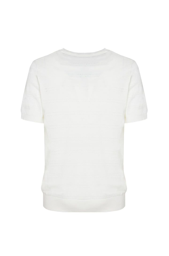 T-shirt in maglia con trama|Colore:Off white