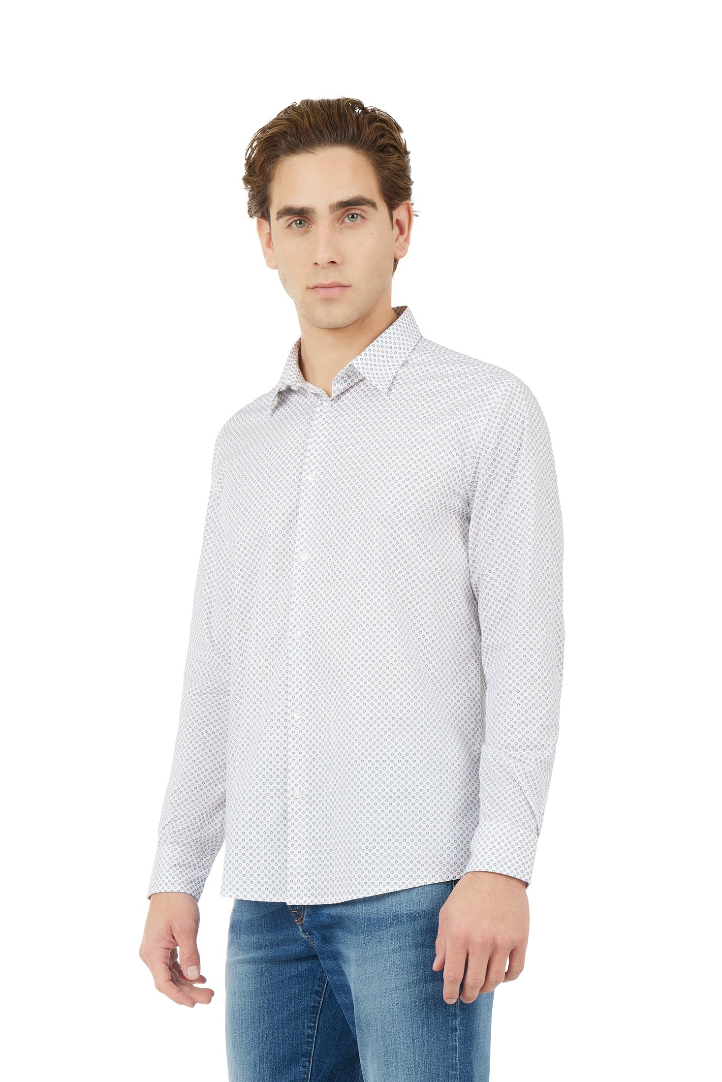 Camicia regular fit micro fantasia|Colore:Blu