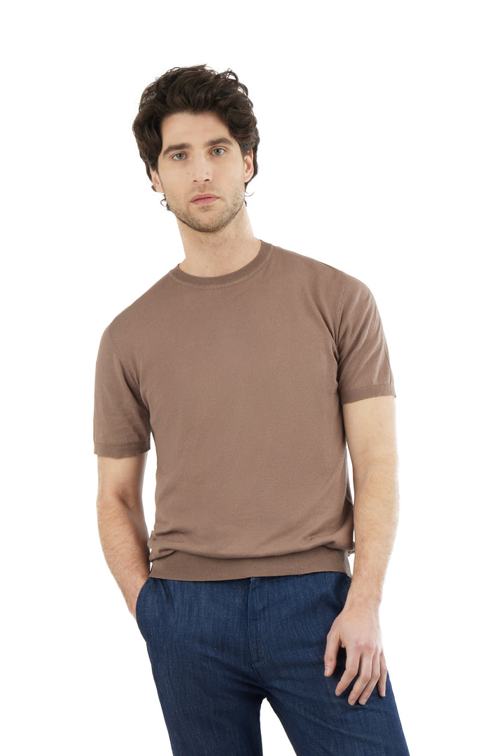 T-shirt in maglia|Colore:Fango