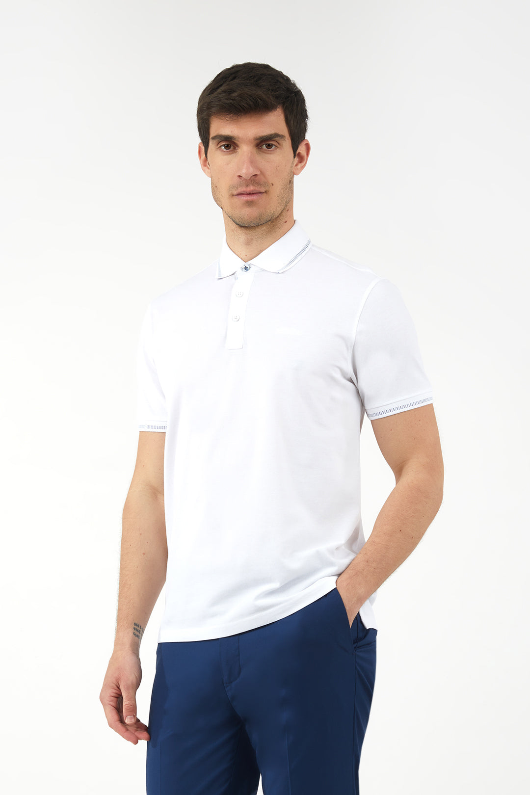 Polo con dettagli|Colore:Bianco