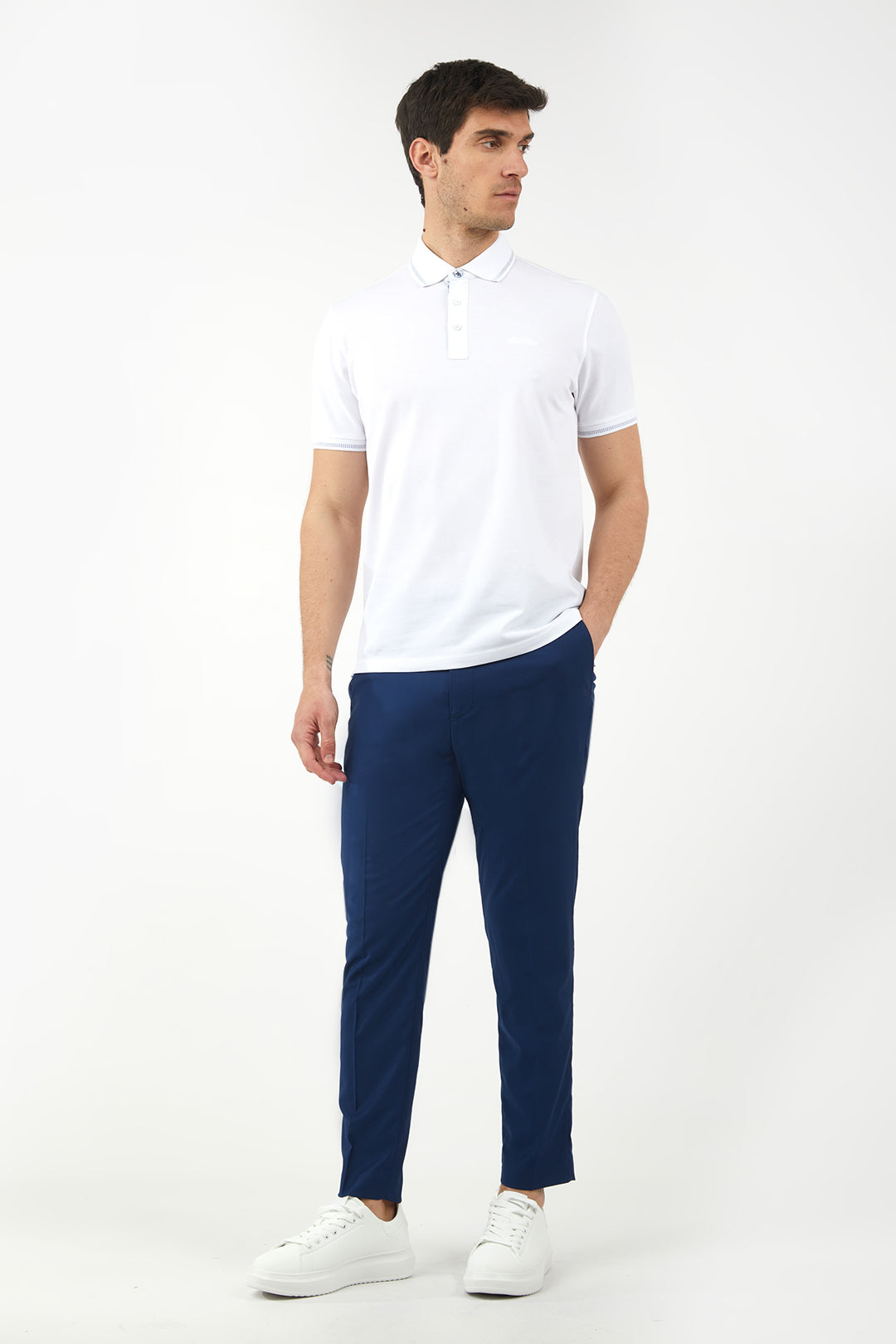 Polo con dettagli|Colore:Bianco