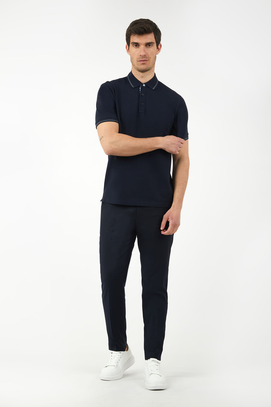 Polo con dettagli|Colore:Blu/navy