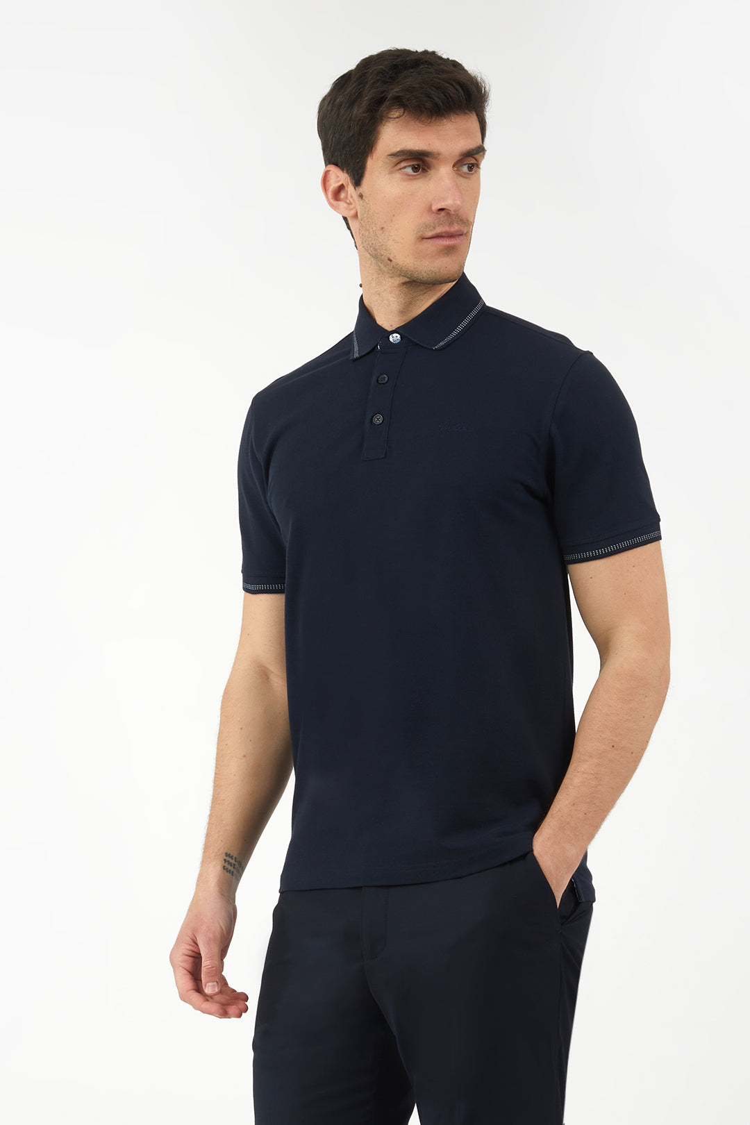 Polo con dettagli|Colore:Blu/navy