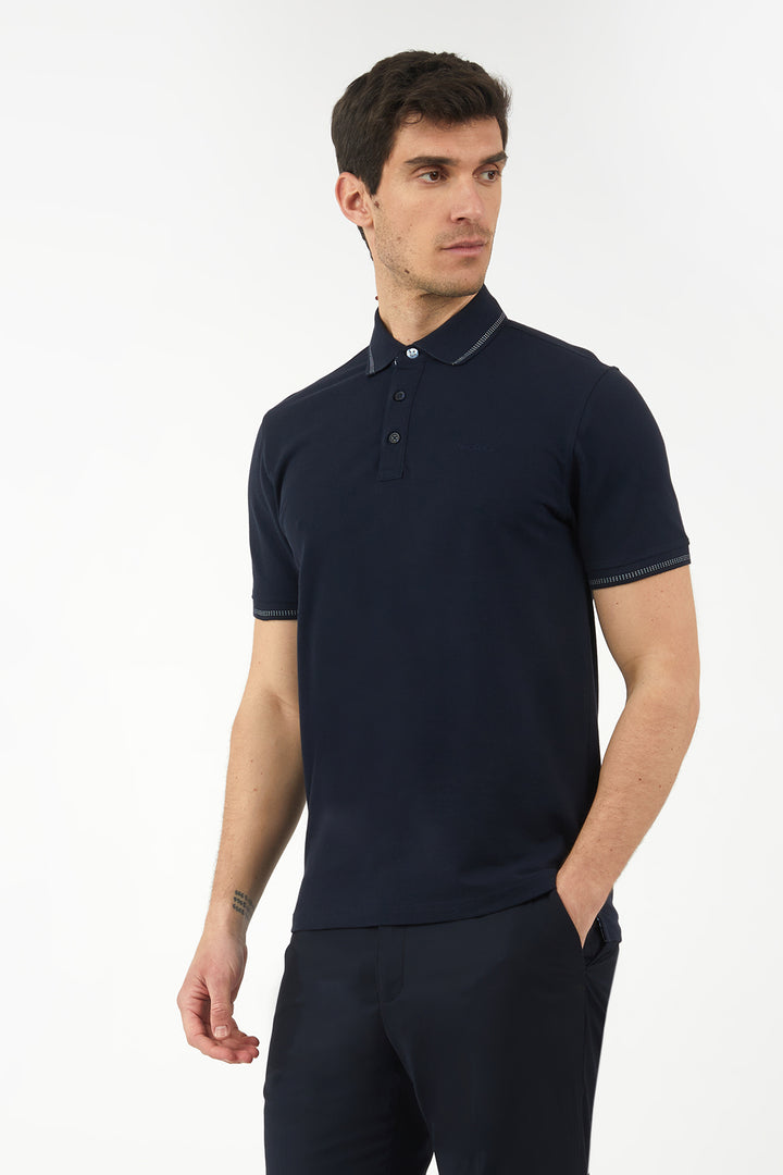 Polo con dettagli|Colore:Blu/navy