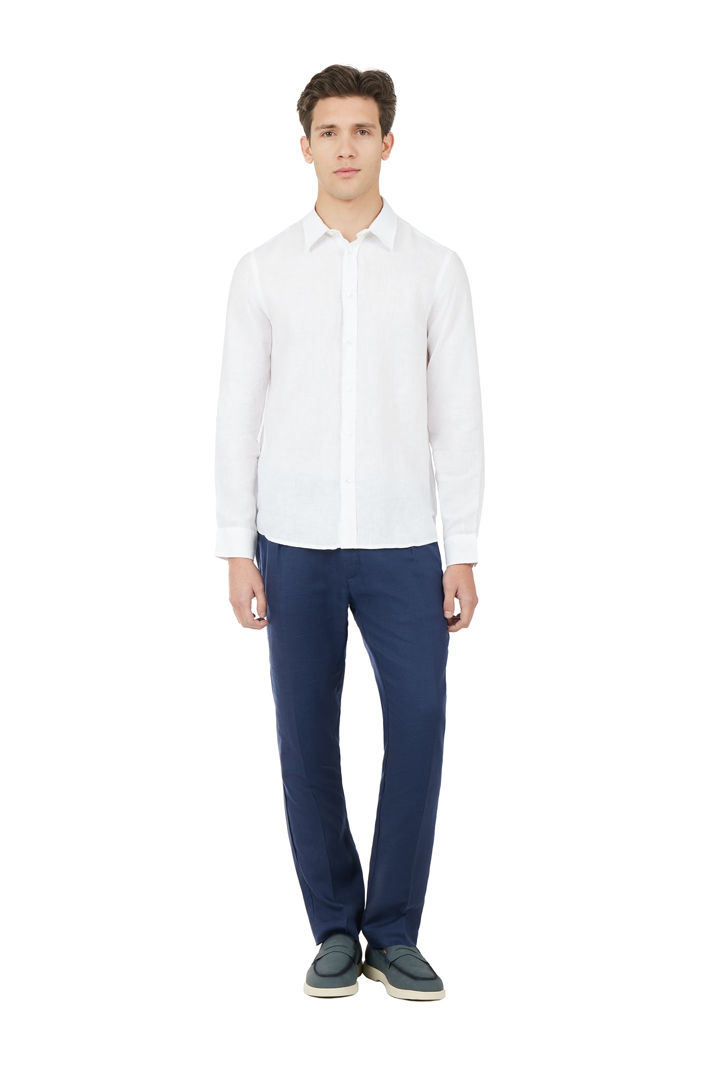 Camicia comfort fit in lino|Colore:Bianco