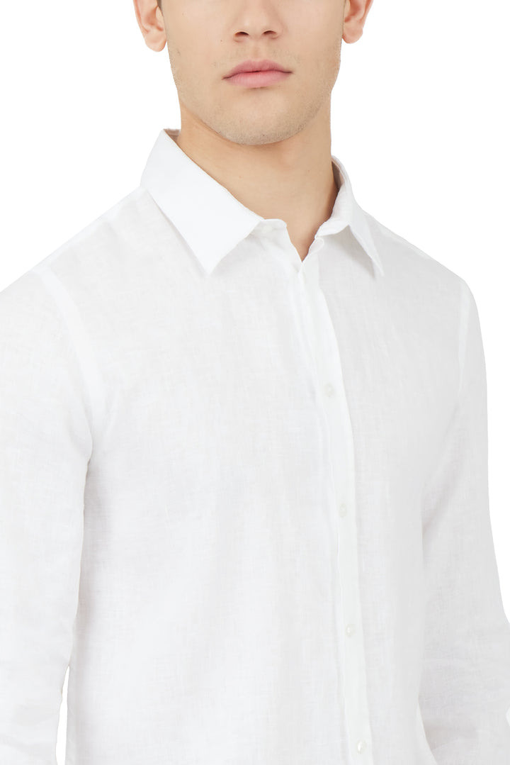 Camicia comfort fit in lino|Colore:Bianco