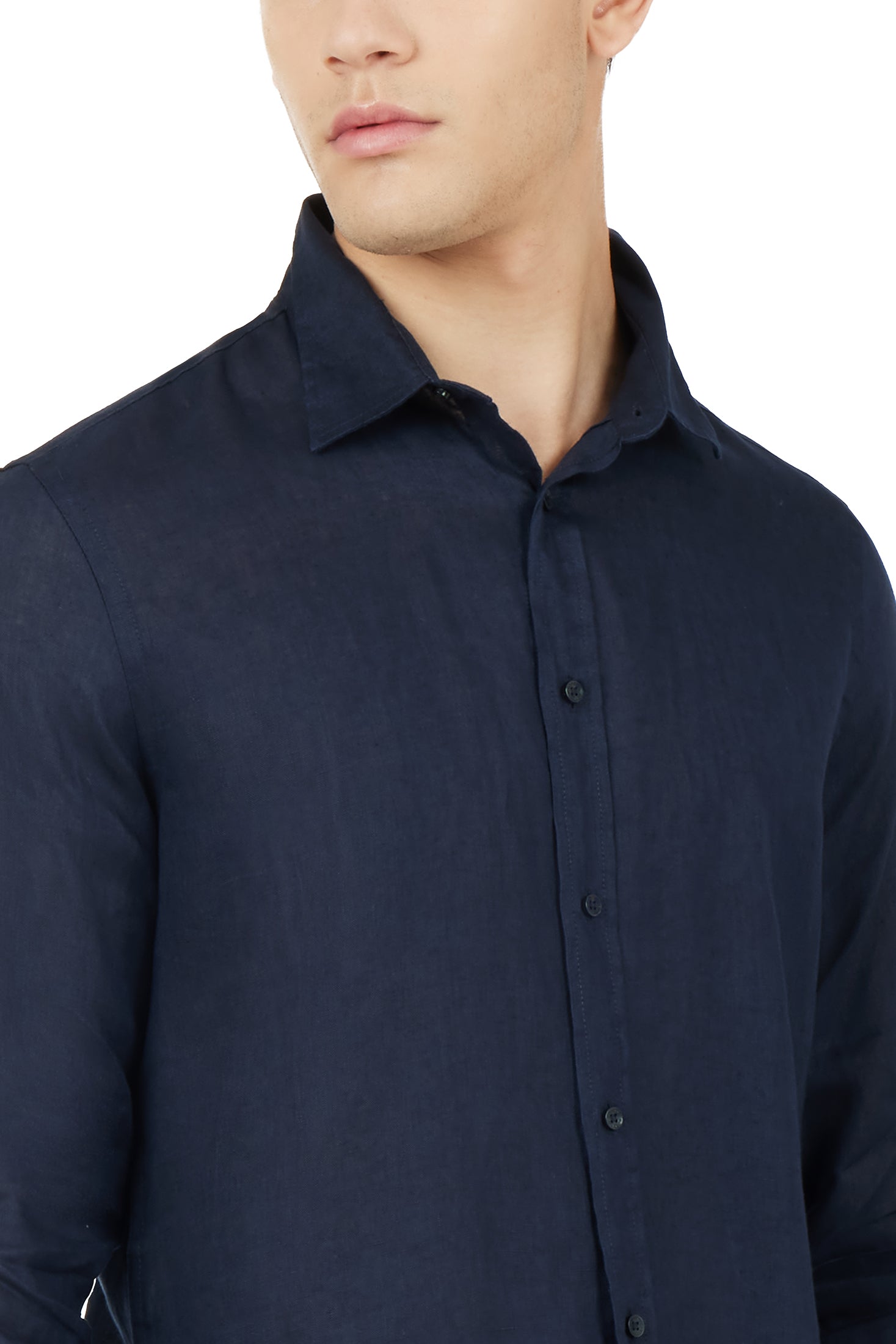 Camicia comfort fit in lino|Colore:Blu/navy