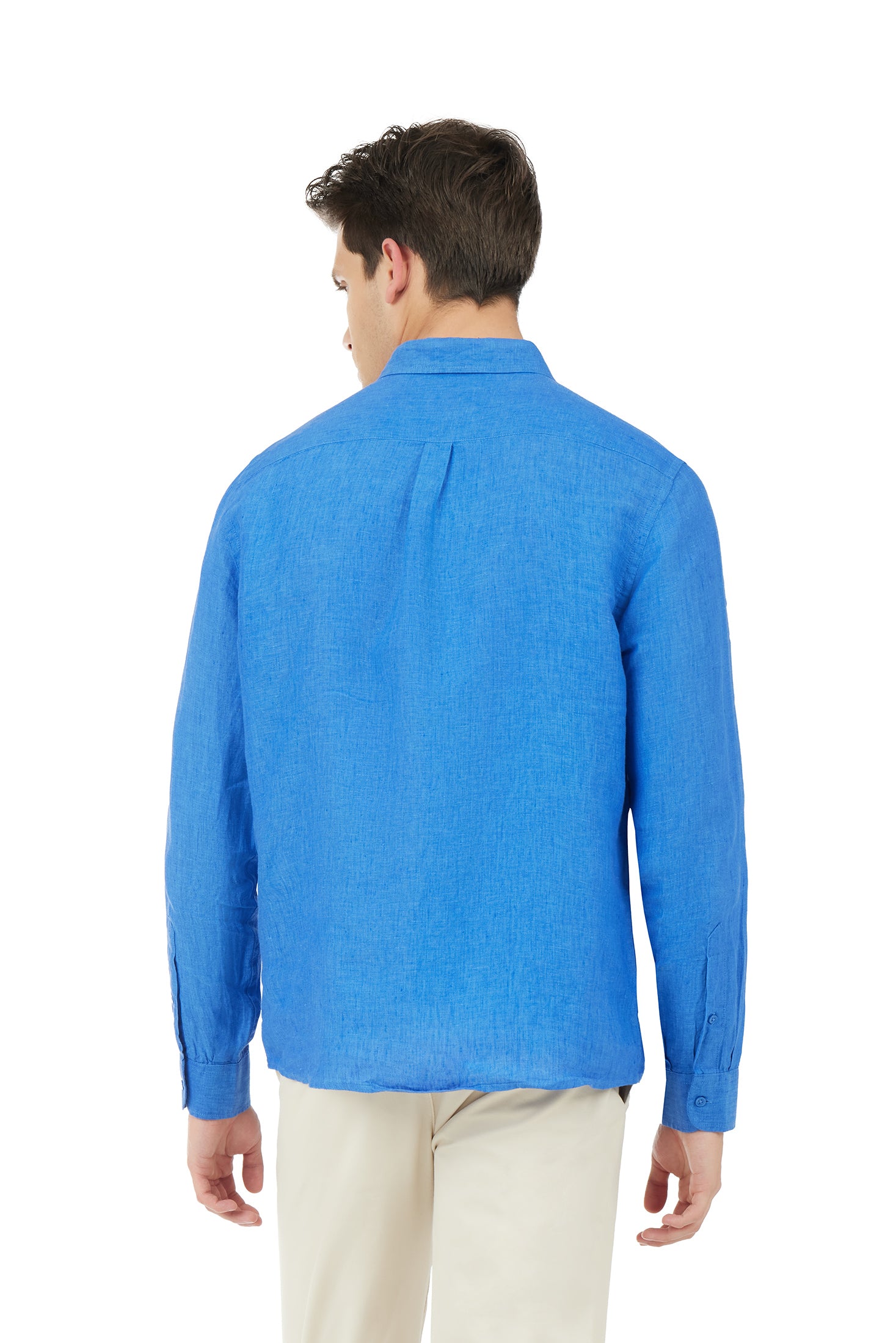 Camicia comfort fit in lino|Colore:Indaco melange