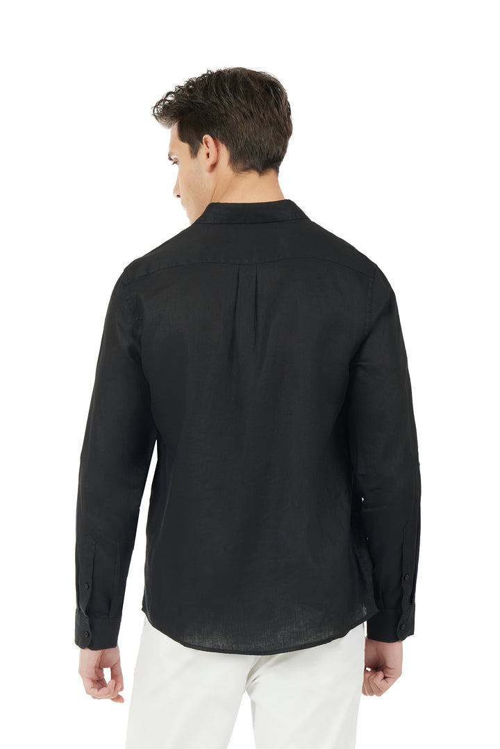 Camicia comfort fit in lino|Colore:Nero