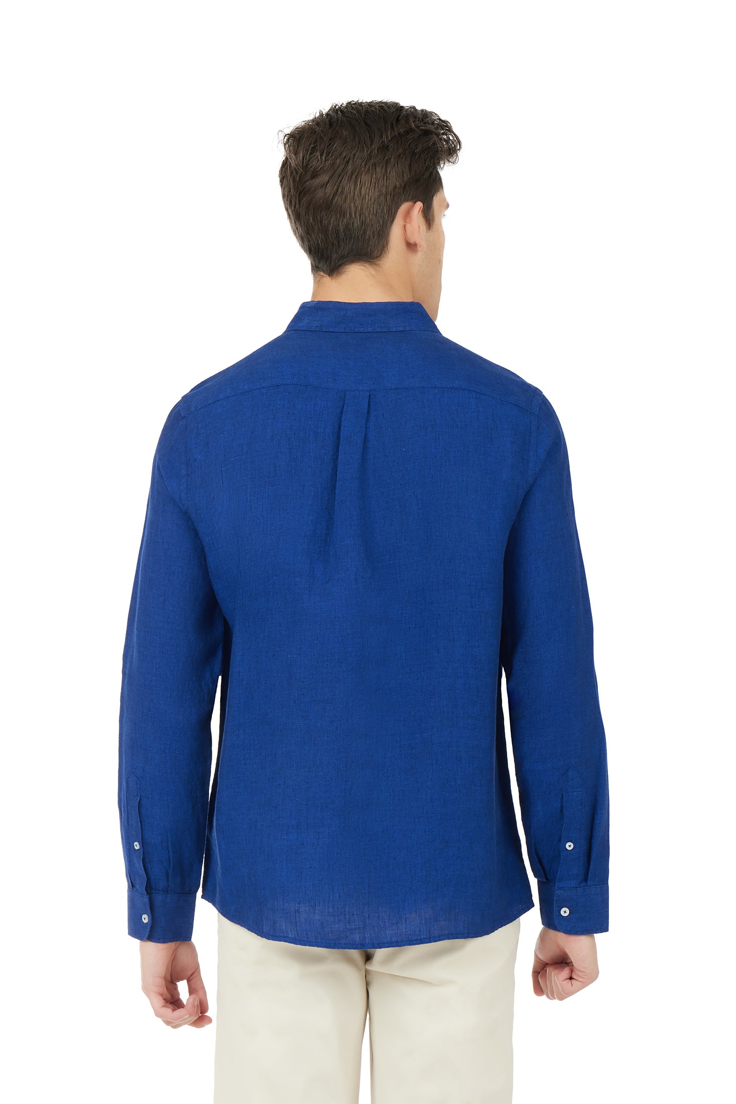 Camicia comfort fit in lino|Colore:Royal/melange