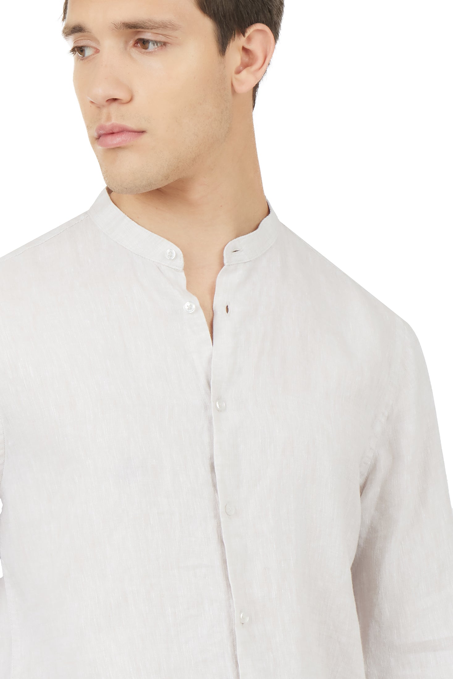 Camicia comfort fit coreana in lino|Colore:Beige/melange