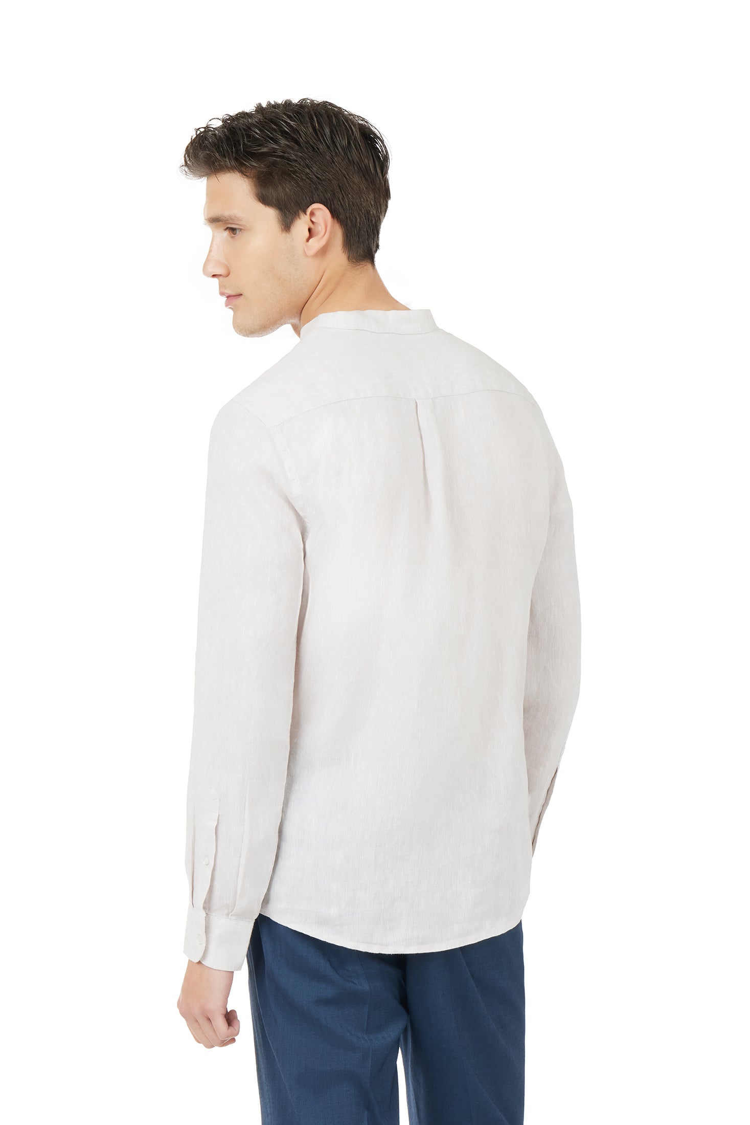 Camicia comfort fit coreana in lino|Colore:Beige/melange