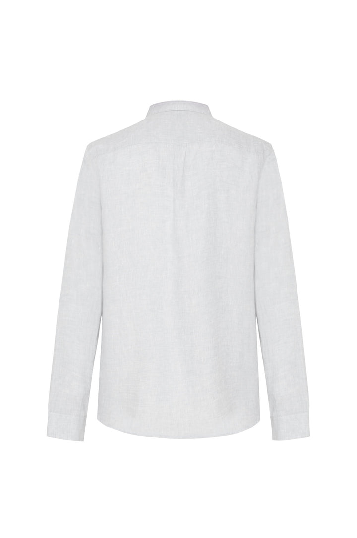Camicia comfort fit coreana in lino|Colore:Beige/melange