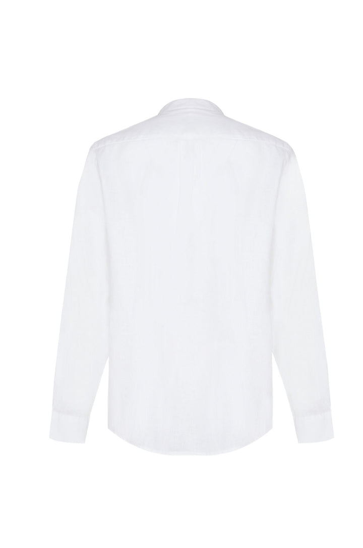 Camicia comfort fit coreana in lino|Colore:Bianco