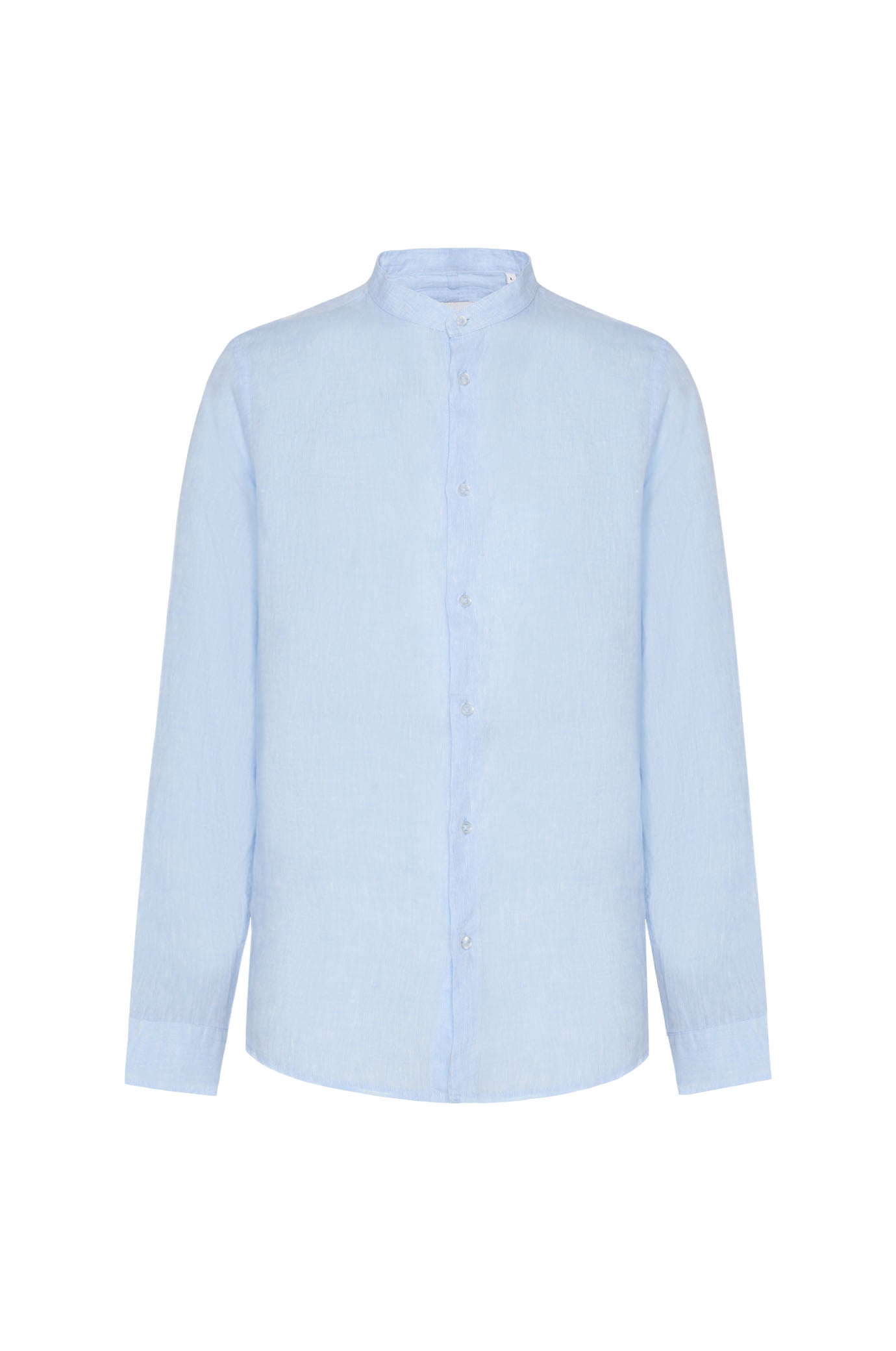 Camicia comfort fit coreana in lino|Colore:Celeste-melange