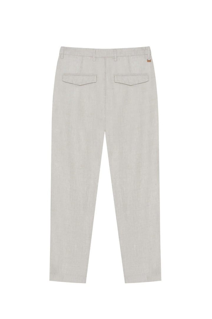 Pantaloni chinos drop crotch fit in 100% lino|Colore:Beige-naturale