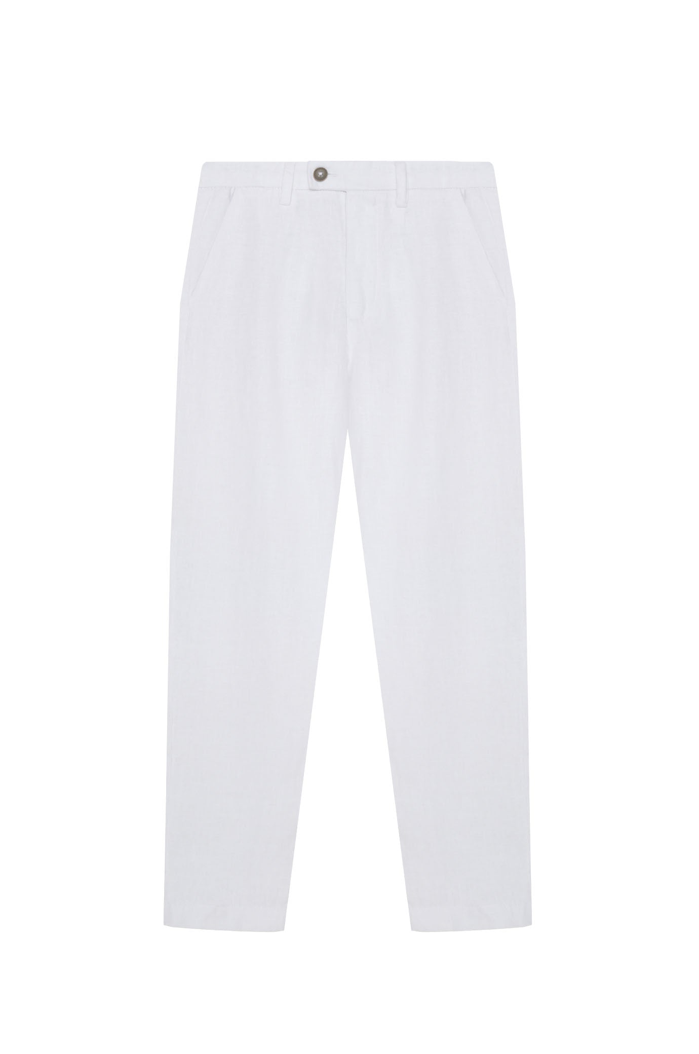 Pantaloni chinos drop crotch fit in 100% lino|Colore:Bianco