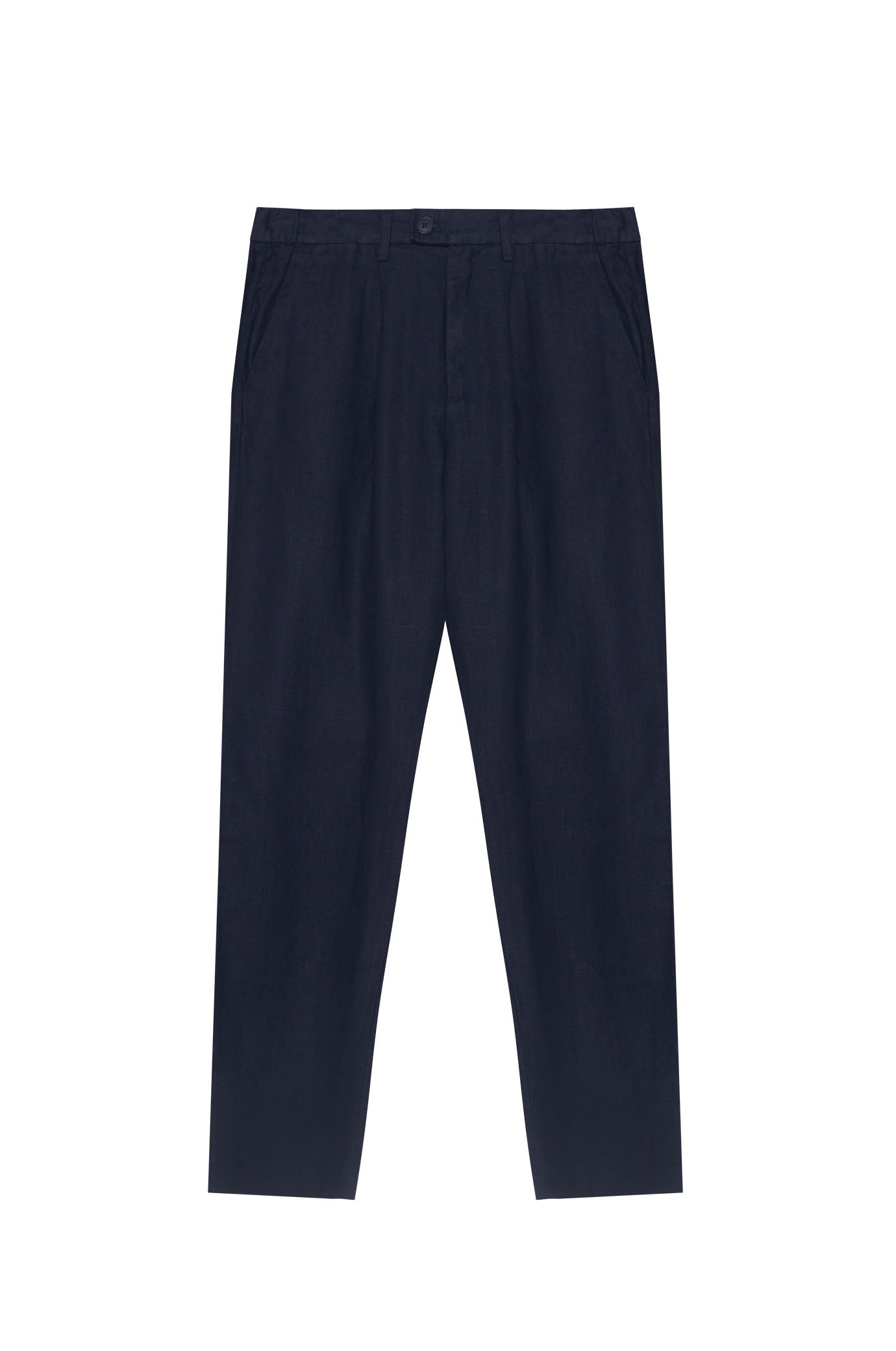 Pantaloni chinos drop crotch fit in 100% lino|Colore:Blu/navy