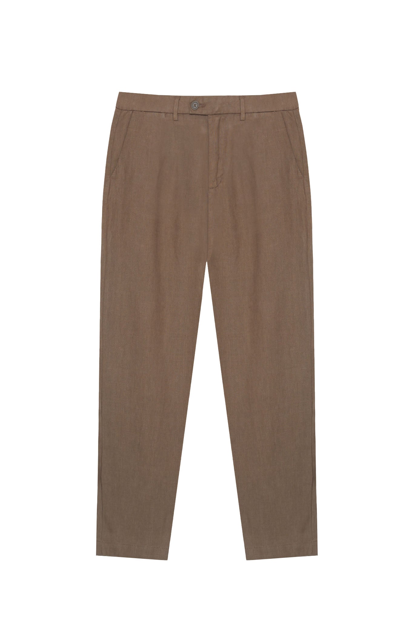 Pantaloni chinos drop crotch fit in 100% lino|Colore:Fango