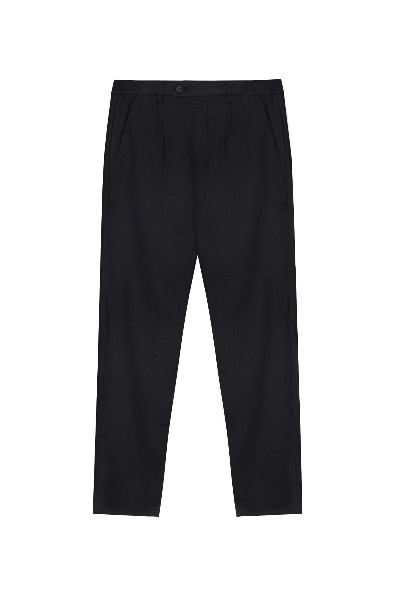 Pantaloni chinos drop crotch fit in 100% lino|Colore:Nero