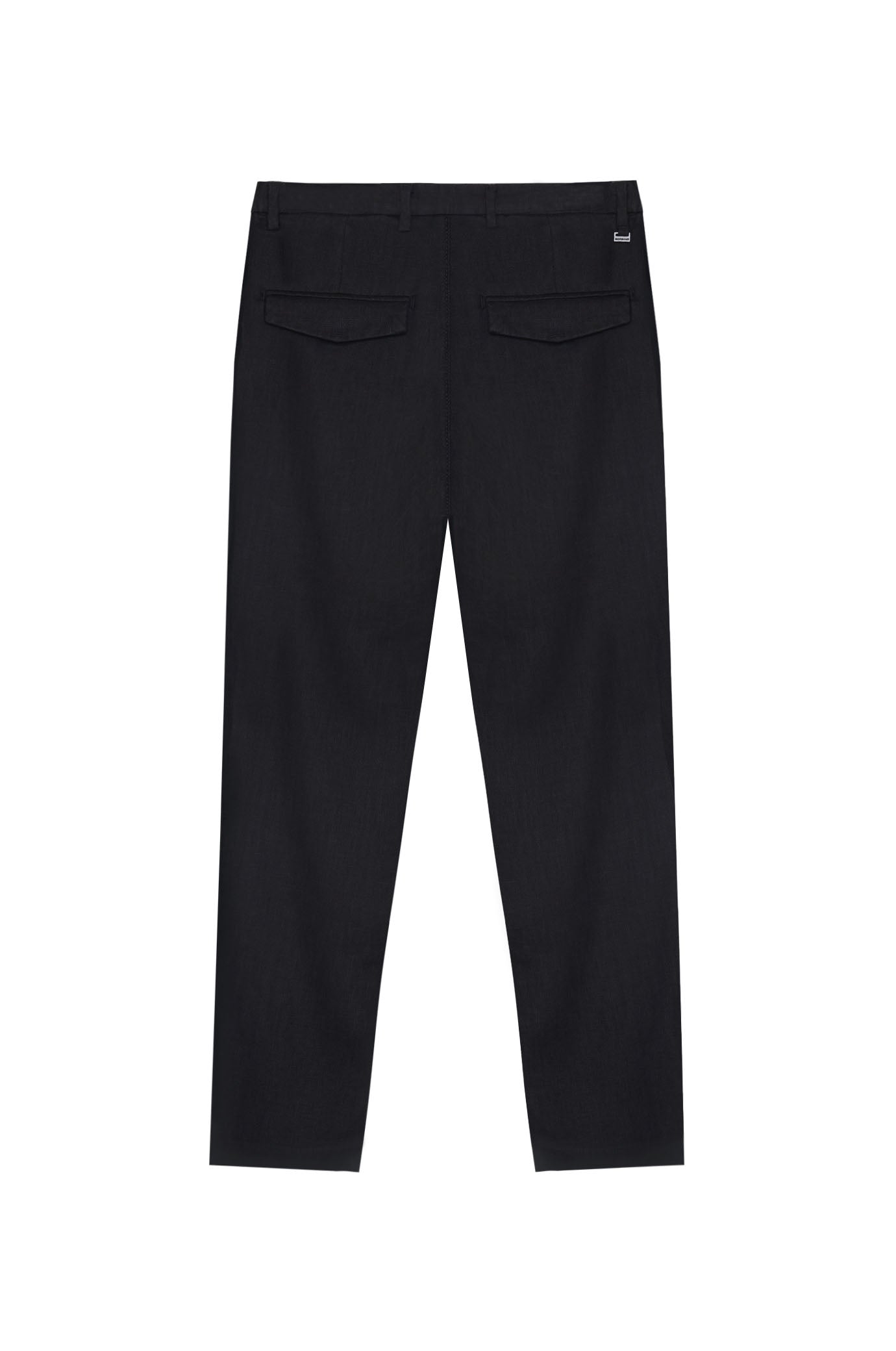 Pantaloni chinos drop crotch fit in 100% lino|Colore:Nero