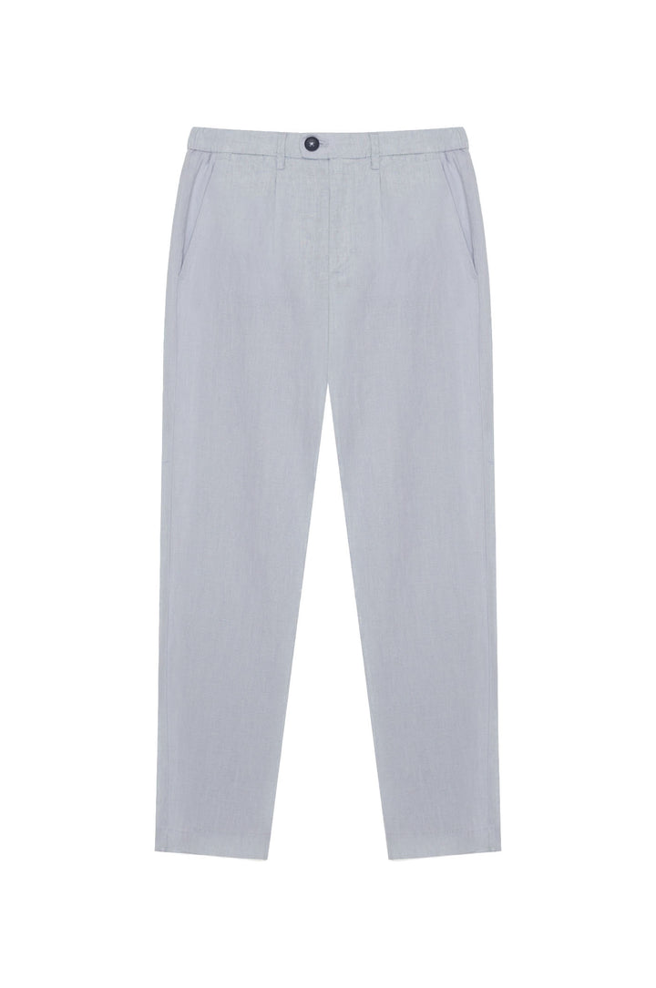 Pantaloni chinos drop crotch fit in 100% lino|Colore:Perla
