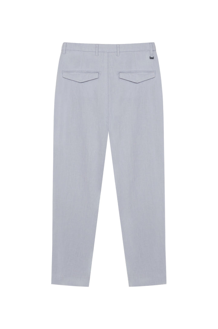 Pantaloni chinos drop crotch fit in 100% lino|Colore:Perla