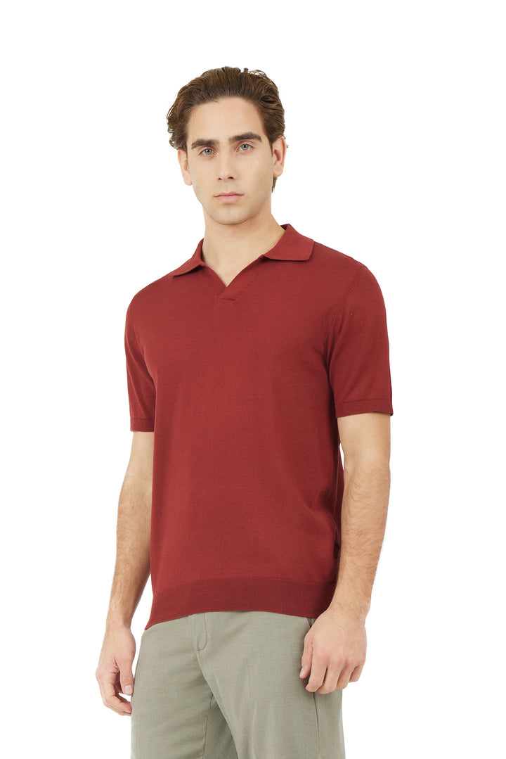 Polo in maglia Derby|Colore:Terracotta