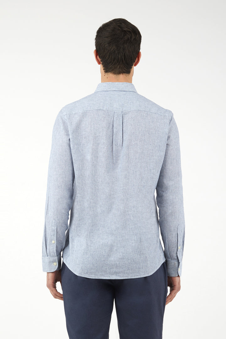 Camicia comfort fit misto lino a righe|Colore:Celeste