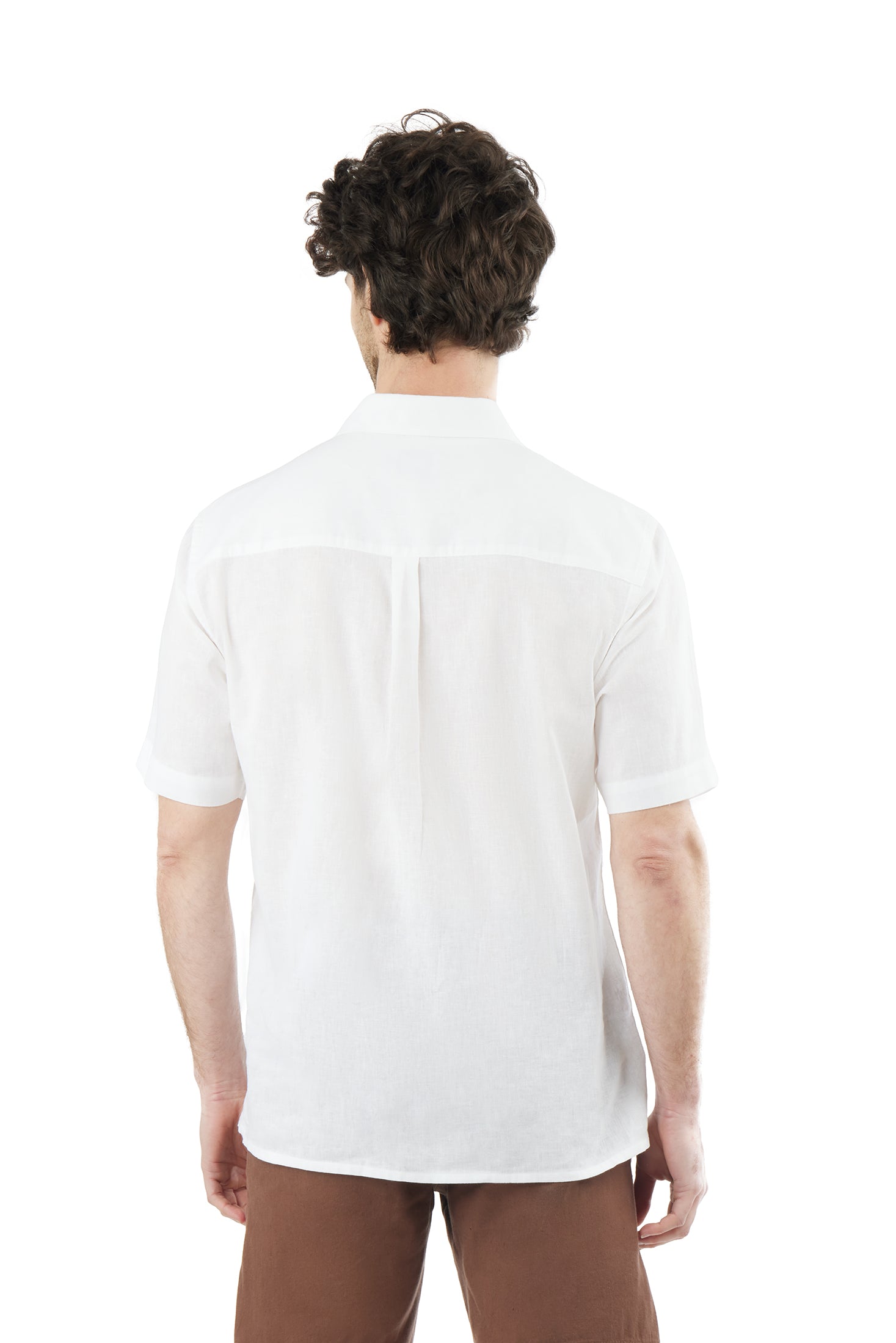 Camicia bowling misto lino con taschino|Colore:Bianco