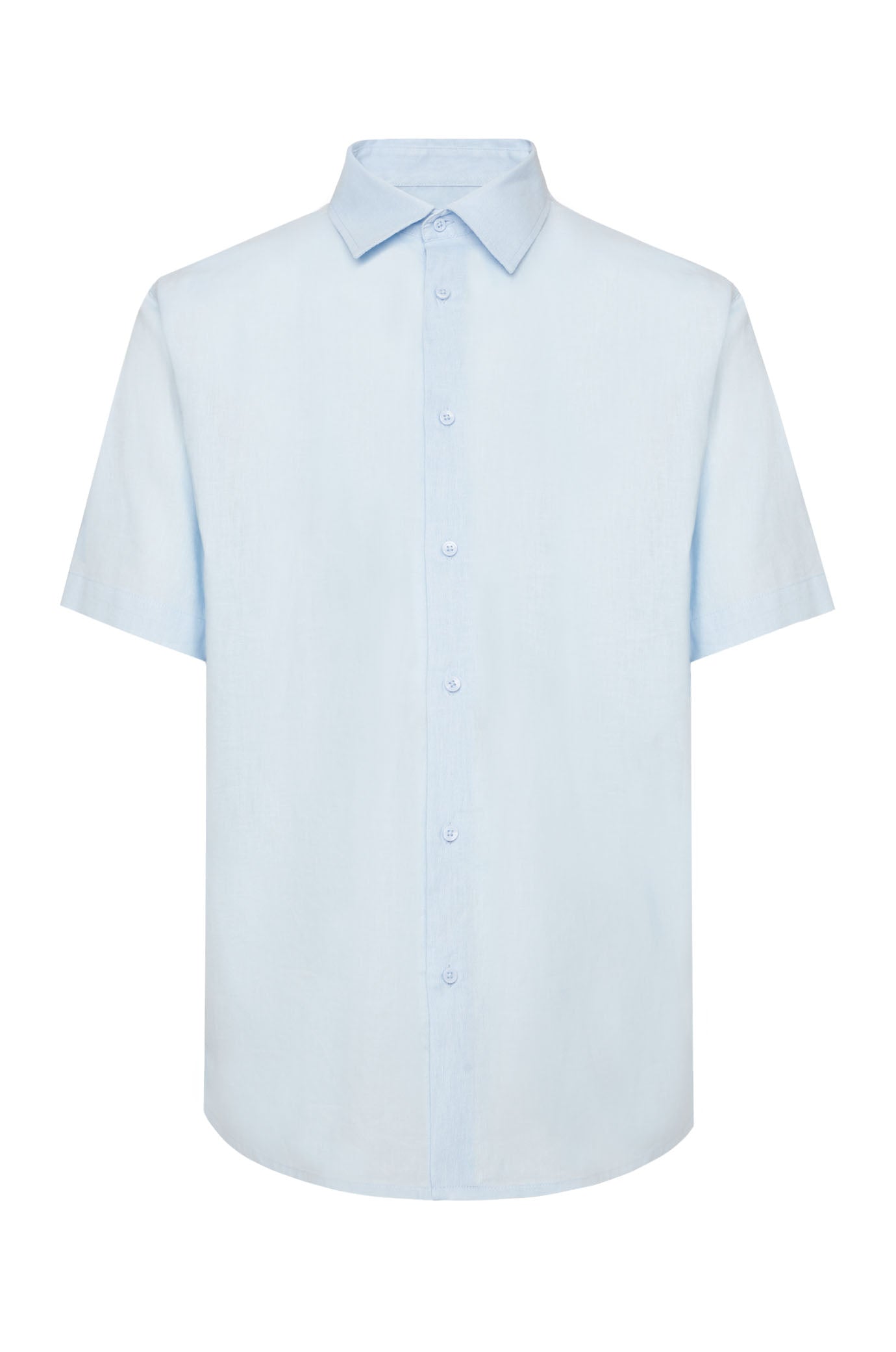 Camicia bowling misto lino con taschino|Colore:Celeste
