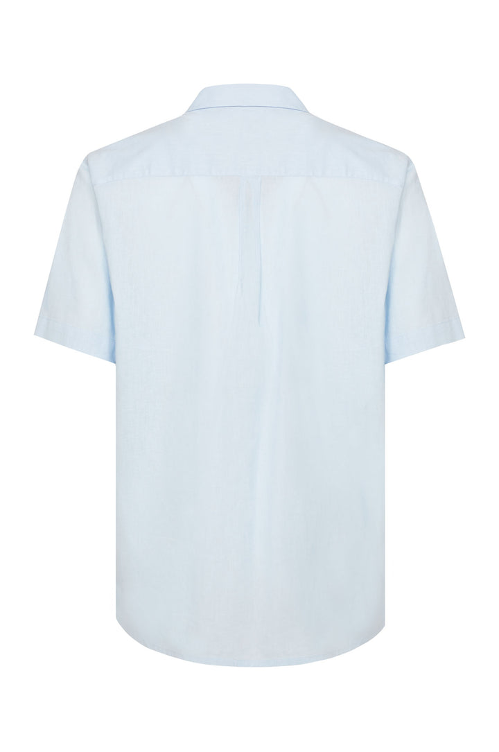 Camicia bowling misto lino con taschino|Colore:Celeste